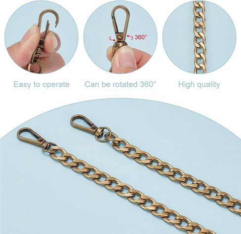 PH PandaHall 2pcs 12 inch Aluminum Chain Strap Antique Bronze Bag Purse Chain, Extender Chain Shoulder Bag Strap Replacement Handles with Metal Clasps for Women Handbag Bag Purse Making in Kuwait
