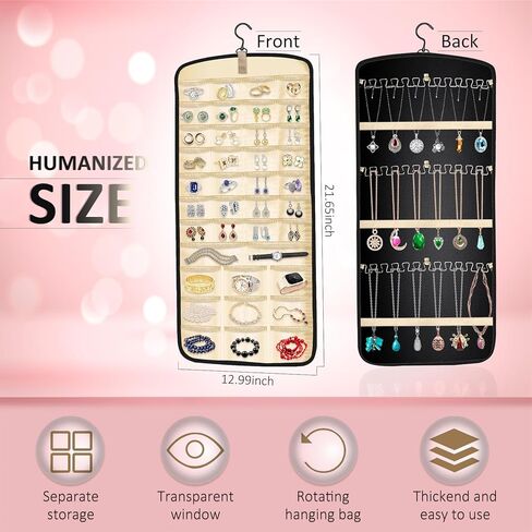 منظمات وتخزين المجوهرات المعلقة من SUSIN - منظم حلق معلق لباب الخزانة - حامل شماعة مجوهرات كبير لقلادة الخاتم in Kuwait