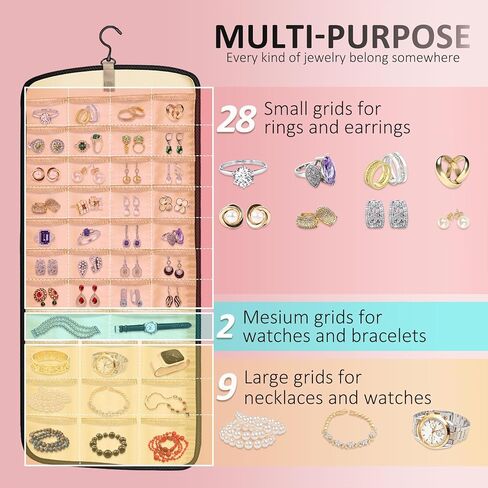 منظمات وتخزين المجوهرات المعلقة من SUSIN - منظم حلق معلق لباب الخزانة - حامل شماعة مجوهرات كبير لقلادة الخاتم in Kuwait