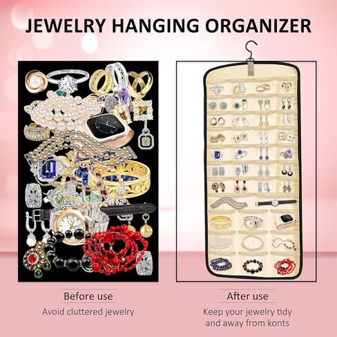 منظمات وتخزين المجوهرات المعلقة من SUSIN - منظم حلق معلق لباب الخزانة - حامل شماعة مجوهرات كبير لقلادة الخاتم in Kuwait