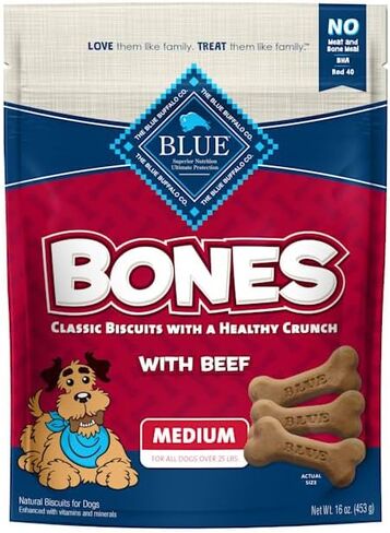 Blue Buffalo Bones Natural Crunchy Beef Flavor Medium Dog Biscuits, 16 oz. in Saudi Arabia