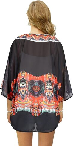 Womens Kimono Cover Ups for Beach Floral Short Sleeve Loose Summer Cardigan in Saudi Arabia