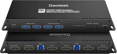 hdmi kvm التبديل 2 شاشات 2 أجهزة الكمبيوتر 4k 144hz edid محاكيات هوتكي التبديل kvm التبديل hdmi شاشة مزدوجة 2 الكمبيوتر edid عرض ممتد kvm التبديل hdmi edid نسخة 1440p 120hz 144hz Daoistek in Kuwait