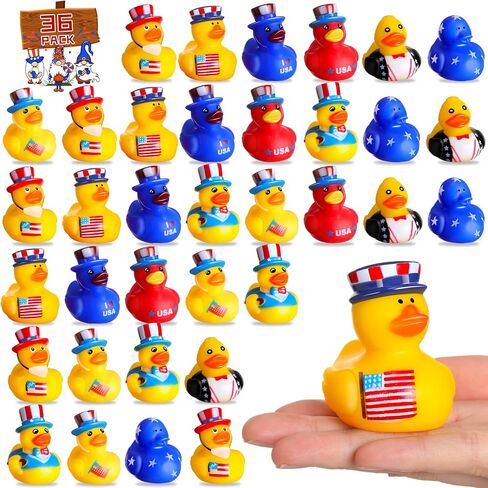 Sratte 36 Pcs 4th of July Rubber Ducks, Mini Independence Day Rubber Ducks Bulk Patriotic Bath Duckies Toys for Shower Bath Party Gifts Class Rewards Prizes Goodie Bags Stuffers in Saudi Arabia