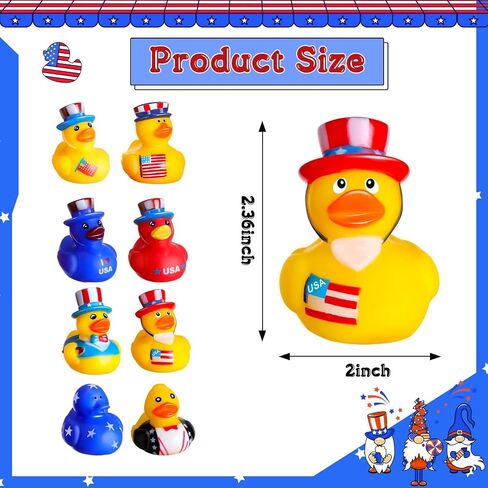 Sratte 36 Pcs 4th of July Rubber Ducks, Mini Independence Day Rubber Ducks Bulk Patriotic Bath Duckies Toys for Shower Bath Party Gifts Class Rewards Prizes Goodie Bags Stuffers in Saudi Arabia