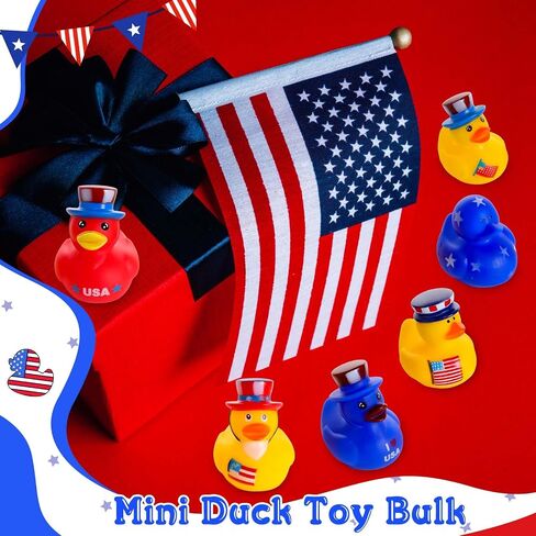 Sratte 36 Pcs 4th of July Rubber Ducks, Mini Independence Day Rubber Ducks Bulk Patriotic Bath Duckies Toys for Shower Bath Party Gifts Class Rewards Prizes Goodie Bags Stuffers in Saudi Arabia