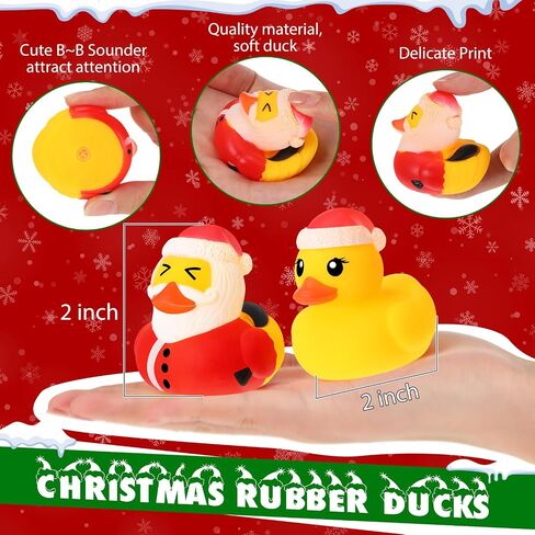 Jerify 300 Pack Christmas Rubber Duck Bath Floaters Bulk Hat Scarf Elk Snowman Santa Claus Multi Style Rubber Duck Xmas Winter Gift Bag Filler (Cute) in Saudi Arabia