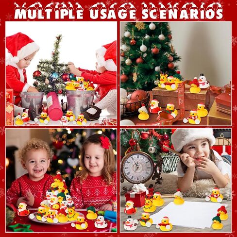 Jerify 300 Pack Christmas Rubber Duck Bath Floaters Bulk Hat Scarf Elk Snowman Santa Claus Multi Style Rubber Duck Xmas Winter Gift Bag Filler (Cute) in Saudi Arabia