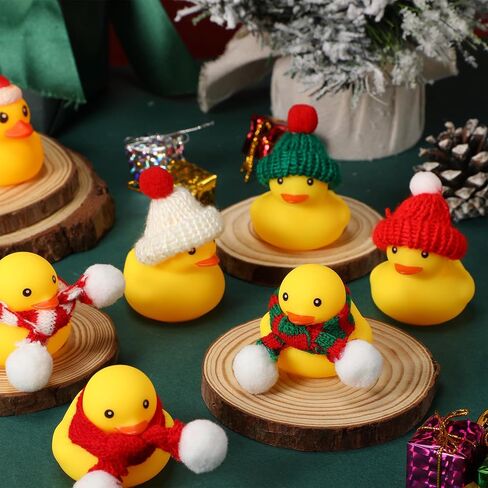 Jerify 300 Pack Christmas Rubber Duck Bath Floaters Bulk Hat Scarf Elk Snowman Santa Claus Multi Style Rubber Duck Xmas Winter Gift Bag Filler (Cute) in Saudi Arabia