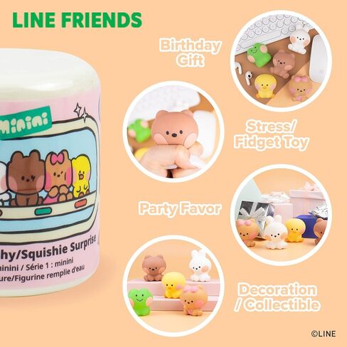 Hamee LINE Friends minini Cute Capsule Squishy (LINE Friends - Series 1) Water Filled [Box Mini Fidget Stuffer Birthday Gift Bag, Party Favor, Basket Filler, Stress Relief Toy] - 1 Pc (Mystery Blind) in Saudi Arabia