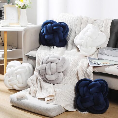 Unittype 2 Pcs 12 Inch Flower Knot Pillow Ball Creative Knotted Throw Pillows Decorative Sofa Lumbar Pillow Floor Pillow Cushion for Home Sofa Car Office Decor Household Christmas Decoration (Gray) in Saudi Arabia