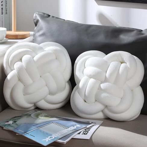 Unittype 2 Pcs 12 Inch Flower Knot Pillow Ball Creative Knotted Throw Pillows Decorative Sofa Lumbar Pillow Floor Pillow Cushion for Home Sofa Car Office Decor Household Christmas Decoration (Gray) in Saudi Arabia