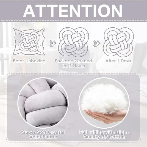 Unittype 2 Pcs 12 Inch Flower Knot Pillow Ball Creative Knotted Throw Pillows Decorative Sofa Lumbar Pillow Floor Pillow Cushion for Home Sofa Car Office Decor Household Christmas Decoration (Gray) in Saudi Arabia