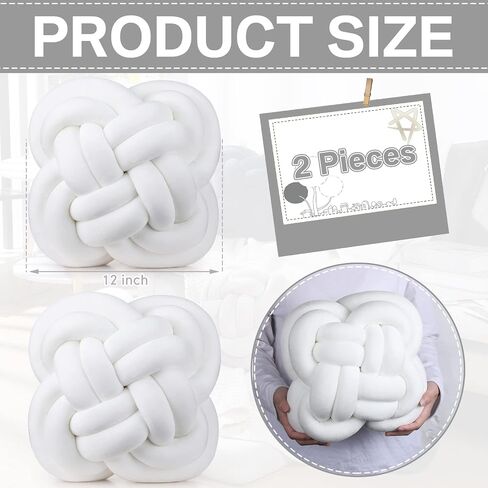 Unittype 2 Pcs 12 Inch Flower Knot Pillow Ball Creative Knotted Throw Pillows Decorative Sofa Lumbar Pillow Floor Pillow Cushion for Home Sofa Car Office Decor Household Christmas Decoration (Gray) in Saudi Arabia