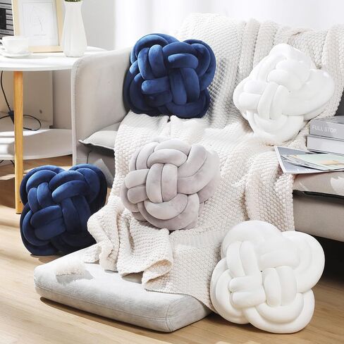 Unittype 2 Pcs 12 Inch Flower Knot Pillow Ball Creative Knotted Throw Pillows Decorative Sofa Lumbar Pillow Floor Pillow Cushion for Home Sofa Car Office Decor Household Christmas Decoration (Gray) in Saudi Arabia