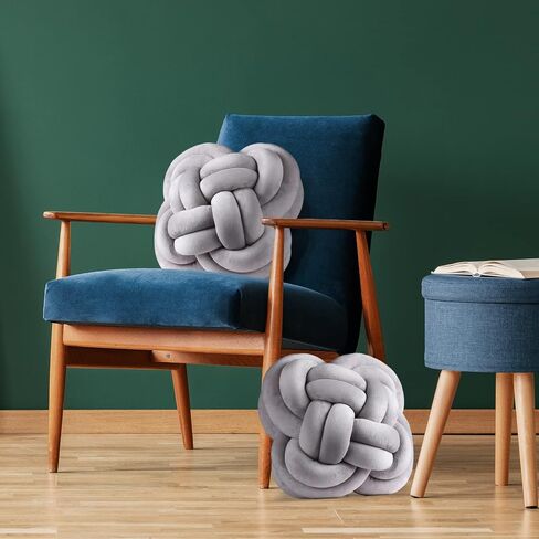 Unittype 2 Pcs 12 Inch Flower Knot Pillow Ball Creative Knotted Throw Pillows Decorative Sofa Lumbar Pillow Floor Pillow Cushion for Home Sofa Car Office Decor Household Christmas Decoration (Gray) in Saudi Arabia