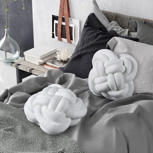 Unittype 2 Pcs 12 Inch Flower Knot Pillow Ball Creative Knotted Throw Pillows Decorative Sofa Lumbar Pillow Floor Pillow Cushion for Home Sofa Car Office Decor Household Christmas Decoration (Gray) in Saudi Arabia