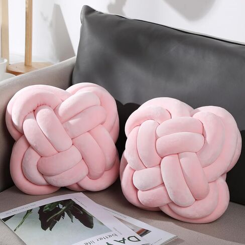 Unittype 2 Pcs 12 Inch Flower Knot Pillow Ball Creative Knotted Throw Pillows Decorative Sofa Lumbar Pillow Floor Pillow Cushion for Home Sofa Car Office Decor Household Christmas Decoration (Gray) in Saudi Arabia