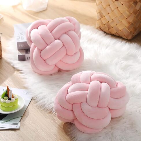 Unittype 2 Pcs 12 Inch Flower Knot Pillow Ball Creative Knotted Throw Pillows Decorative Sofa Lumbar Pillow Floor Pillow Cushion for Home Sofa Car Office Decor Household Christmas Decoration (Gray) in Saudi Arabia
