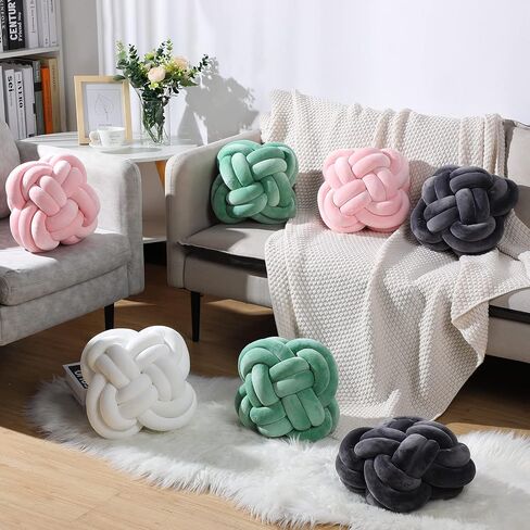 Unittype 2 Pcs 12 Inch Flower Knot Pillow Ball Creative Knotted Throw Pillows Decorative Sofa Lumbar Pillow Floor Pillow Cushion for Home Sofa Car Office Decor Household Christmas Decoration (Gray) in Saudi Arabia