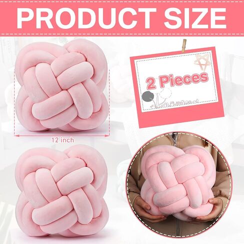 Unittype 2 Pcs 12 Inch Flower Knot Pillow Ball Creative Knotted Throw Pillows Decorative Sofa Lumbar Pillow Floor Pillow Cushion for Home Sofa Car Office Decor Household Christmas Decoration (Gray) in Saudi Arabia