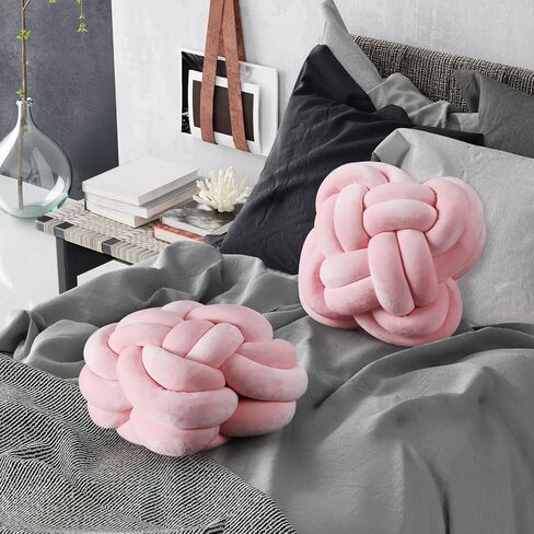 Unittype 2 Pcs 12 Inch Flower Knot Pillow Ball Creative Knotted Throw Pillows Decorative Sofa Lumbar Pillow Floor Pillow Cushion for Home Sofa Car Office Decor Household Christmas Decoration (Gray) in Saudi Arabia