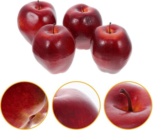 Artificial Red Apples 4pcs Fruit Lifelike Apples Faux Foam Apples for Photo Props Floral ArrangementsHome Kitchen Table Basket Decoration in Saudi Arabia