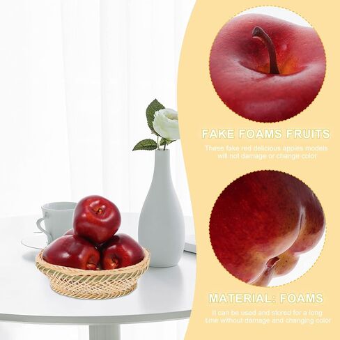 Artificial Red Apples 4pcs Fruit Lifelike Apples Faux Foam Apples for Photo Props Floral ArrangementsHome Kitchen Table Basket Decoration in Saudi Arabia