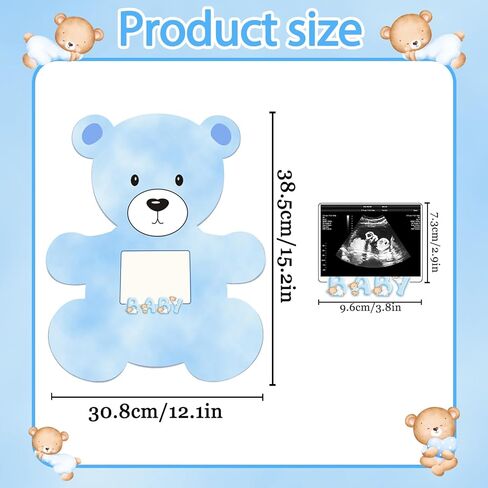 Baby Shower Decorations, Bear Baby Shower Guest Book Alternatives with Photo Frame, Baby Shower Card Signature Board (with Stand), Baby Shower Party Centerpiece, for Boy Girl in Kuwait