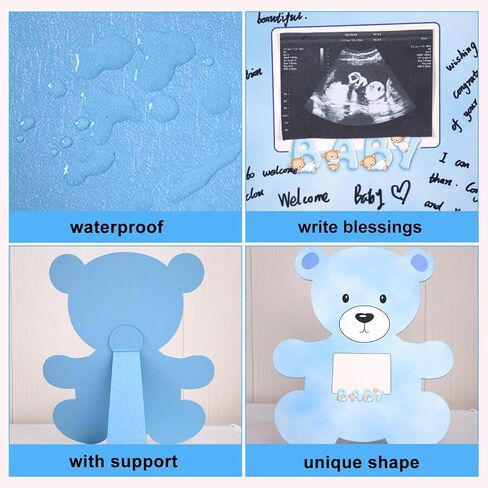 Baby Shower Decorations, Bear Baby Shower Guest Book Alternatives with Photo Frame, Baby Shower Card Signature Board (with Stand), Baby Shower Party Centerpiece, for Boy Girl in Kuwait