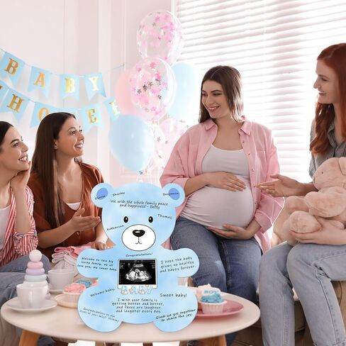 Baby Shower Decorations, Bear Baby Shower Guest Book Alternatives with Photo Frame, Baby Shower Card Signature Board (with Stand), Baby Shower Party Centerpiece, for Boy Girl in Kuwait