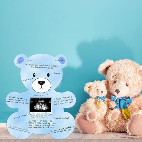 Baby Shower Decorations, Bear Baby Shower Guest Book Alternatives with Photo Frame, Baby Shower Card Signature Board (with Stand), Baby Shower Party Centerpiece, for Boy Girl in Kuwait