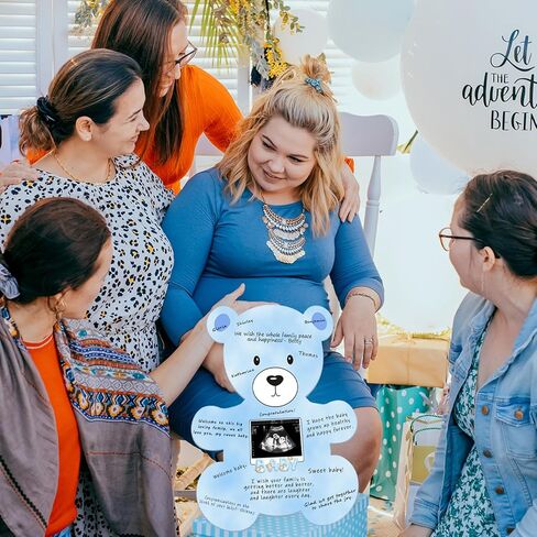 Baby Shower Decorations, Bear Baby Shower Guest Book Alternatives with Photo Frame, Baby Shower Card Signature Board (with Stand), Baby Shower Party Centerpiece, for Boy Girl in Kuwait