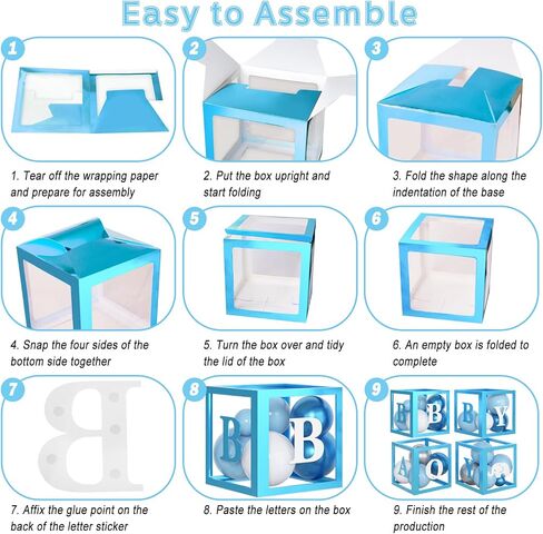 Amandir 134pcs Elephant Baby Shower Decorations for Boy Box, Foil Baby Boy White Blue Balloon Garland Elephant Stickers Baby Boxes with Letters (A-Z) for Boy 1st Birthday Gender Reveal Party Supplies in Saudi Arabia