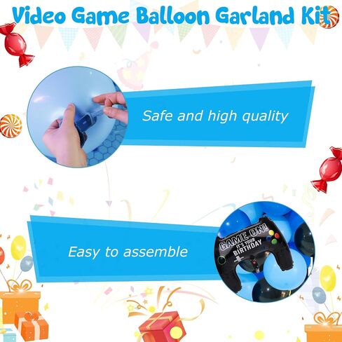 LovesTown 70PCS Video Game Balloon Garland Kit, Video Game Backdrop Table Covers Blue Birthday Balloon Arch Party Decorations for Party Birthday Supplies in Saudi Arabia