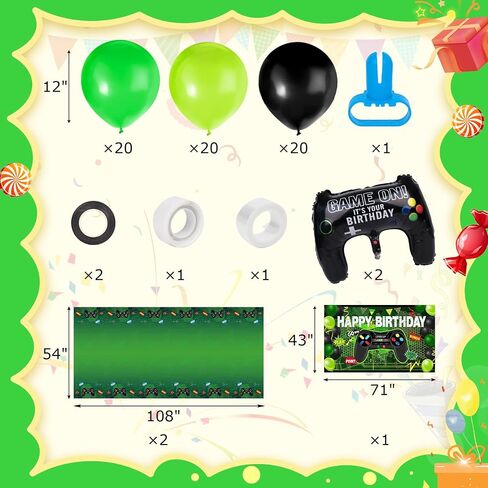 LovesTown 70PCS Video Game Balloon Garland Kit, Video Game Backdrop Table Covers Blue Birthday Balloon Arch Party Decorations for Party Birthday Supplies in Saudi Arabia