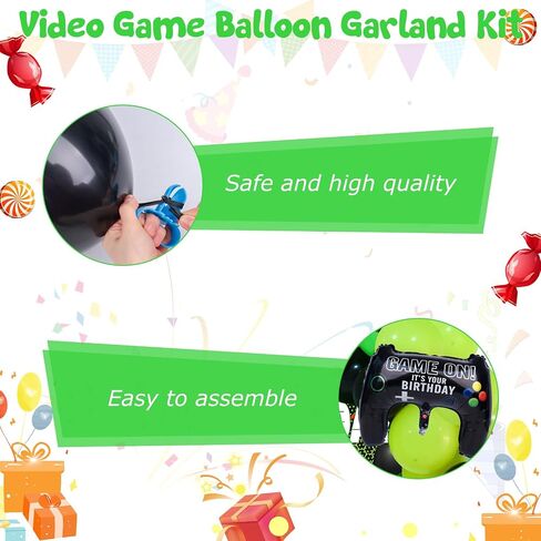 LovesTown 70PCS Video Game Balloon Garland Kit, Video Game Backdrop Table Covers Blue Birthday Balloon Arch Party Decorations for Party Birthday Supplies in Saudi Arabia