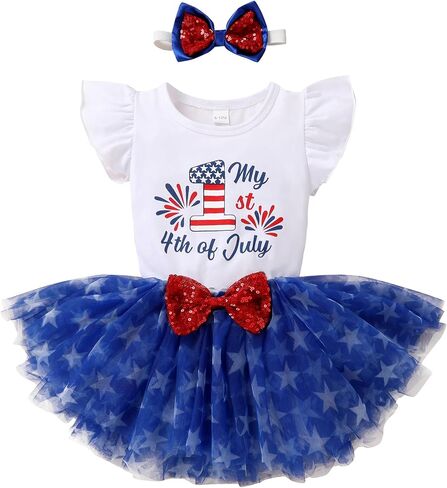 YOUNGER TREE Newborn Baby Girl 4th of July Outfits My 1st Forth of July Independent's Day Gifts Romper Tutu Skirts Set in Saudi Arabia
