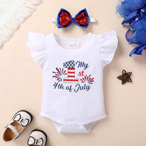 YOUNGER TREE Newborn Baby Girl 4th of July Outfits My 1st Forth of July Independent's Day Gifts Romper Tutu Skirts Set in Saudi Arabia