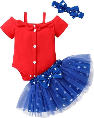 YOUNGER TREE Newborn Baby Girl 4th of July Outfits My 1st Forth of July Independent's Day Gifts Romper Tutu Skirts Set in Saudi Arabia