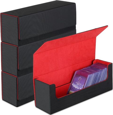 Weewooday 4 Pieces Leather Deck Card Storage Box for 400+ Cards Large Size Magnetic Cards Boxes Holding Compatible with TCG Leather Deck Card Case Boxes MTG Baseball Hockey Gaming Sports Cards in Saudi Arabia