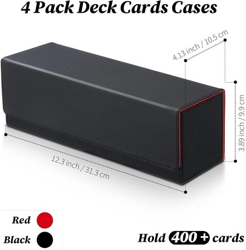Weewooday 4 Pieces Leather Deck Card Storage Box for 400+ Cards Large Size Magnetic Cards Boxes Holding Compatible with TCG Leather Deck Card Case Boxes MTG Baseball Hockey Gaming Sports Cards in Saudi Arabia