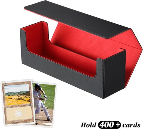 Weewooday 4 Pieces Leather Deck Card Storage Box for 400+ Cards Large Size Magnetic Cards Boxes Holding Compatible with TCG Leather Deck Card Case Boxes MTG Baseball Hockey Gaming Sports Cards in Saudi Arabia