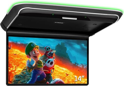 XTRONS Android Car Overhead Player 14 Inch Wide IPS Screen 1920x1080 Car Roof Mount Monitor with Built-in Stereo Speakers Flip Down Overhead Car Monitor Support WiFi, HDMI Input, USB, CVBS Input in Saudi Arabia