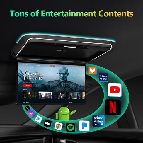 XTRONS Android Car Overhead Player 14 Inch Wide IPS Screen 1920x1080 Car Roof Mount Monitor with Built-in Stereo Speakers Flip Down Overhead Car Monitor Support WiFi, HDMI Input, USB, CVBS Input in Saudi Arabia