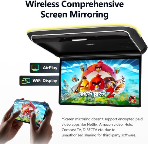 XTRONS Android Car Overhead Player 14 Inch Wide IPS Screen 1920x1080 Car Roof Mount Monitor with Built-in Stereo Speakers Flip Down Overhead Car Monitor Support WiFi, HDMI Input, USB, CVBS Input in Saudi Arabia