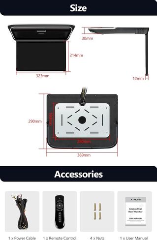 XTRONS Android Car Overhead Player 14 Inch Wide IPS Screen 1920x1080 Car Roof Mount Monitor with Built-in Stereo Speakers Flip Down Overhead Car Monitor Support WiFi, HDMI Input, USB, CVBS Input in Saudi Arabia