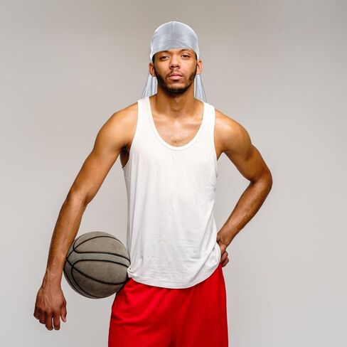 Silky Durag for Men Silk Bonnet 360 Waves Ultra-Soft Wave Cap Premium Satin Durags Extra Long Tails(Black) in Saudi Arabia