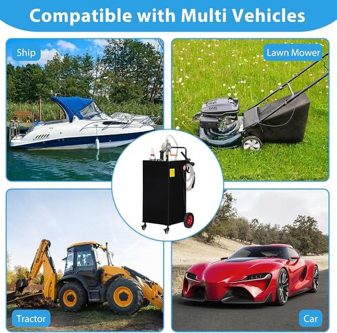Fuel Caddy, 35 Gallon Portable Gas Storage Tank On 4 Wheels with Manual Transfer Pump, Gasoline Diesel Fuel Container with Manual Transfer Siphon Pump, for Cars, Lawn Mowers, ATVs, Boats, Red in Saudi Arabia