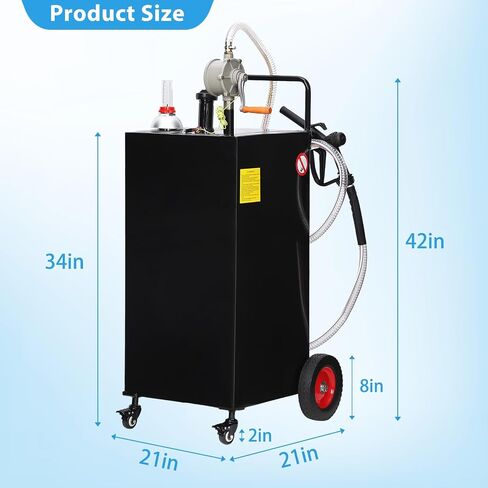 Fuel Caddy, 35 Gallon Portable Gas Storage Tank On 4 Wheels with Manual Transfer Pump, Gasoline Diesel Fuel Container with Manual Transfer Siphon Pump, for Cars, Lawn Mowers, ATVs, Boats, Red in Saudi Arabia